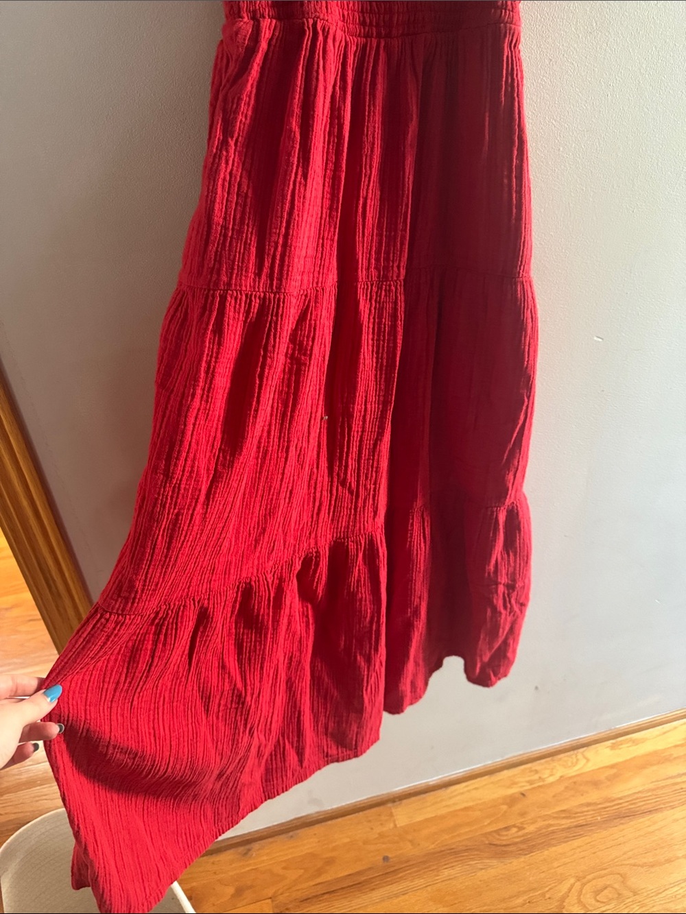 QUINCE• 100% cotton red gauze dress - Picture 9 of 9